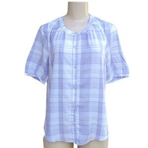 NWT Universal Thread Plaid Lilac Short Sleeve Button Blouse - Size XS / S